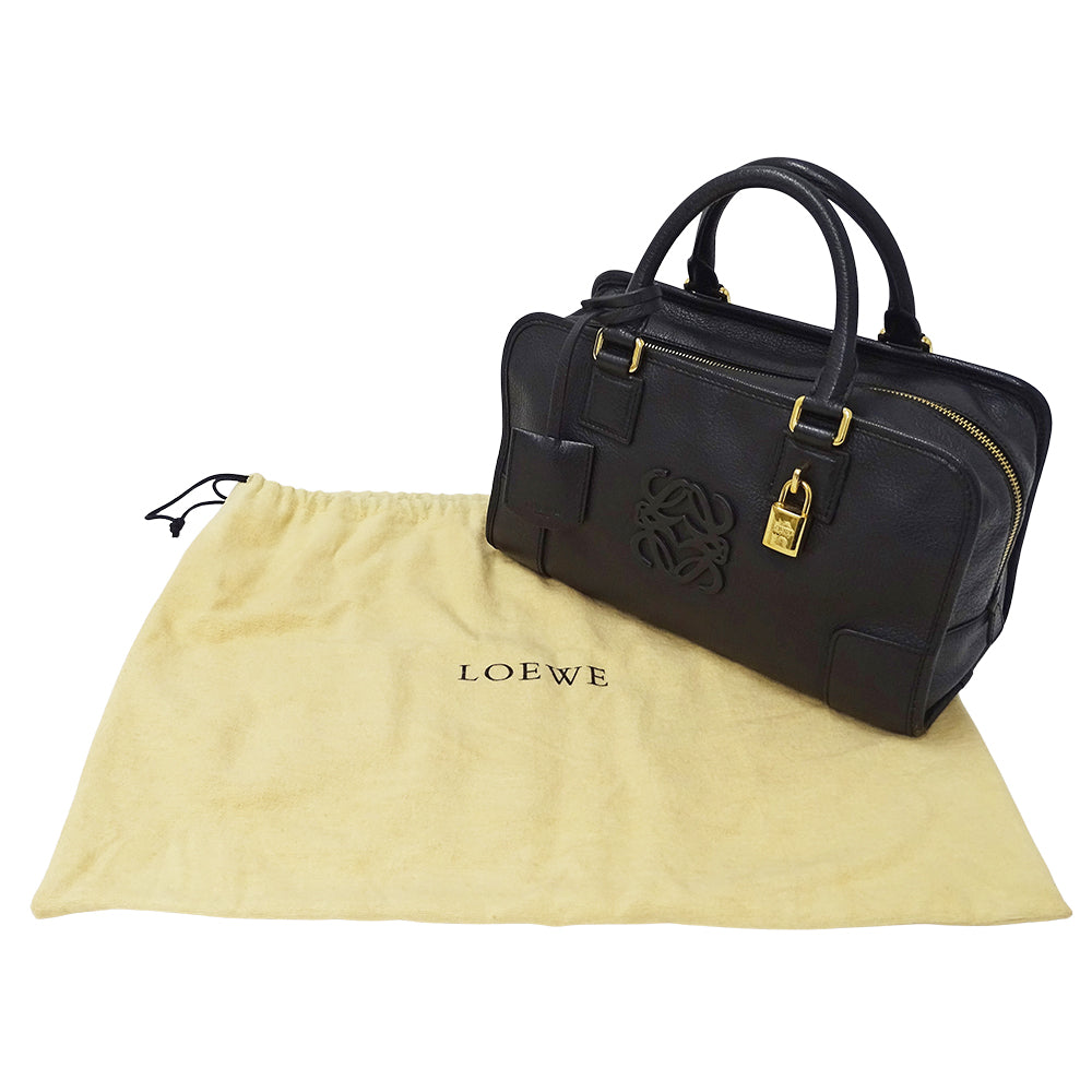 LOEWE ロエベ ハンドバッグ アマソナ28 ブラック レザー レディース 【中古】