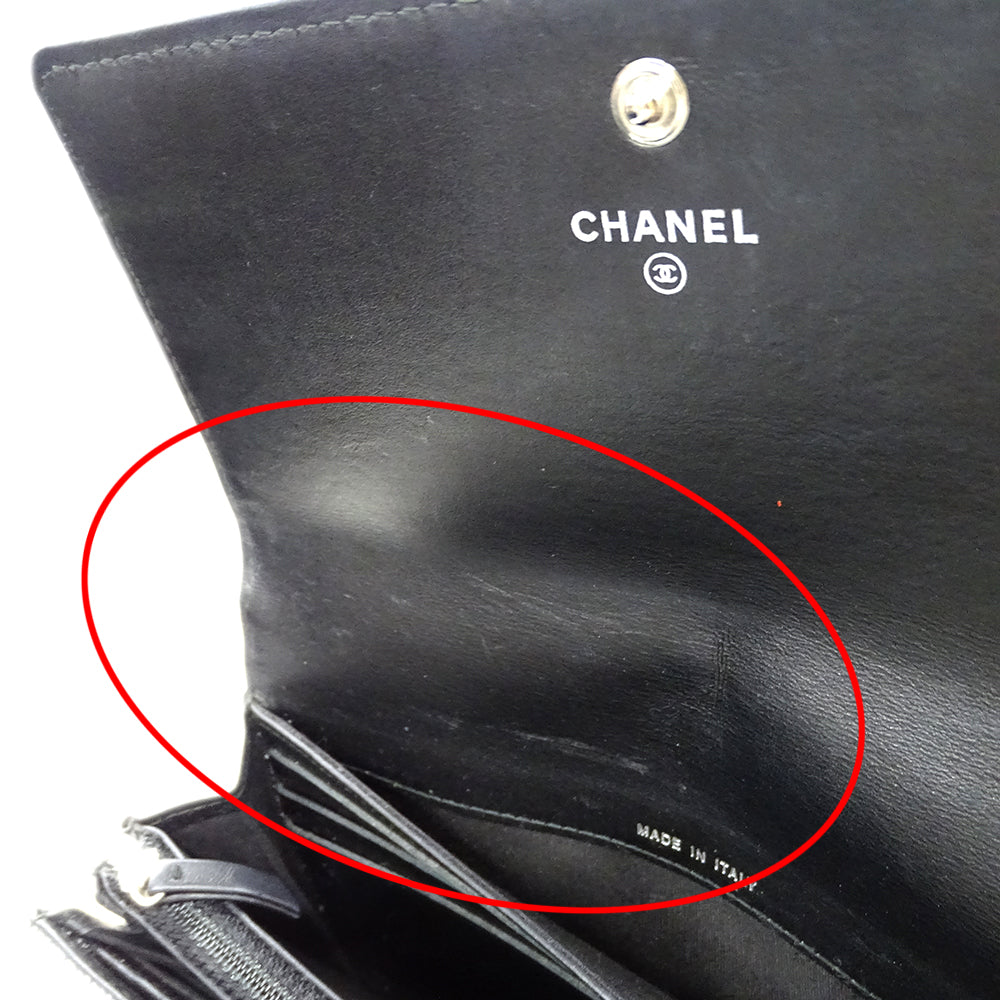 CHANEL シャネル 長財布 ドーヴィル グレー シルバー金具 キャンバス レディース 【中古】