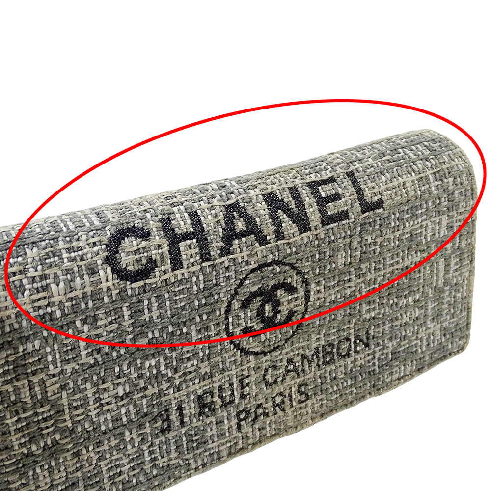 CHANEL シャネル 長財布 ドーヴィル グレー シルバー金具 キャンバス レディース 【中古】