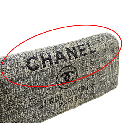 CHANEL シャネル 長財布 ドーヴィル グレー シルバー金具 キャンバス レディース 【中古】