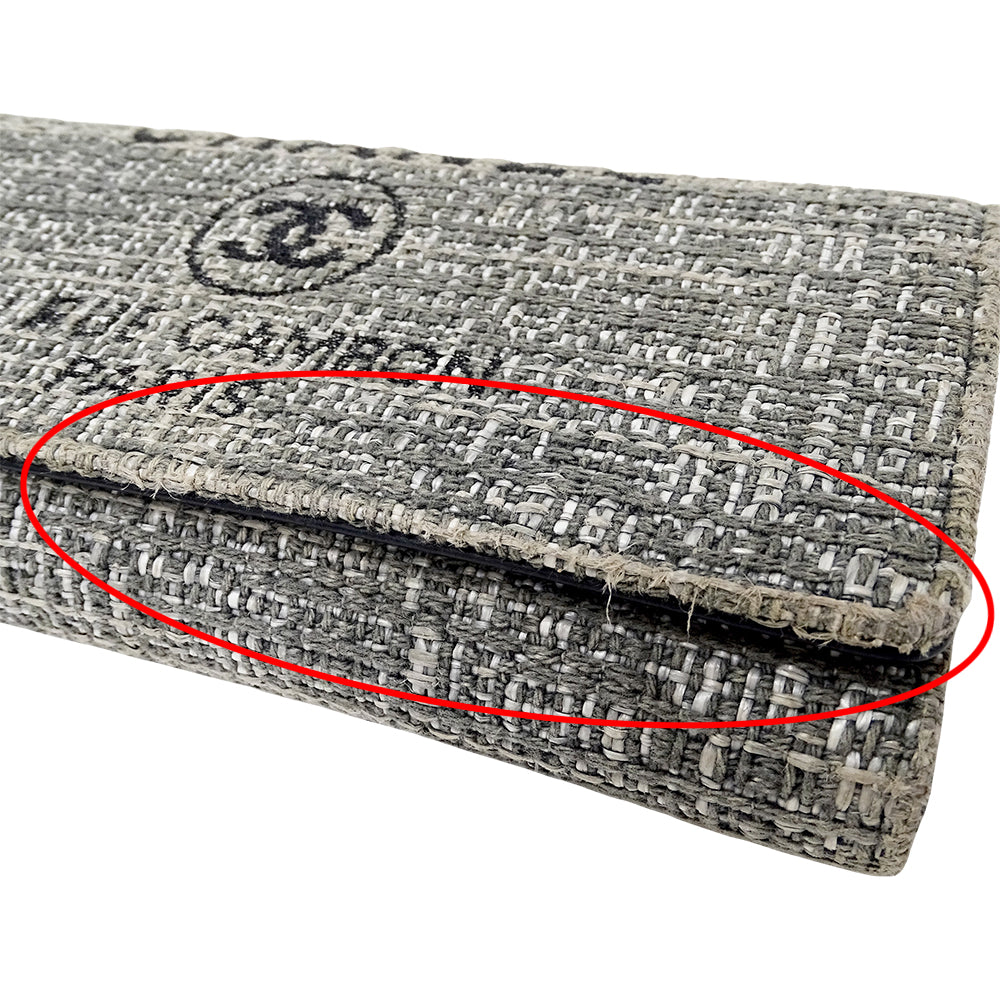 CHANEL シャネル 長財布 ドーヴィル グレー シルバー金具 キャンバス レディース 【中古】