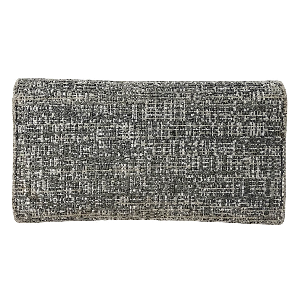 CHANEL シャネル 長財布 ドーヴィル グレー シルバー金具 キャンバス レディース 【中古】