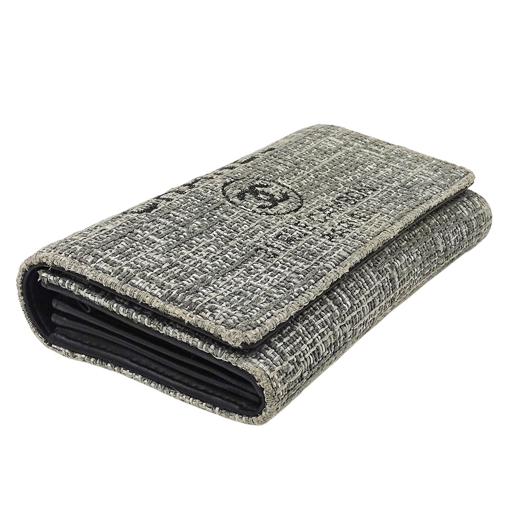 CHANEL シャネル 長財布 ドーヴィル グレー シルバー金具 キャンバス レディース 【中古】
