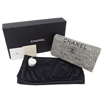 CHANEL シャネル 長財布 ドーヴィル グレー シルバー金具 キャンバス レディース 【中古】