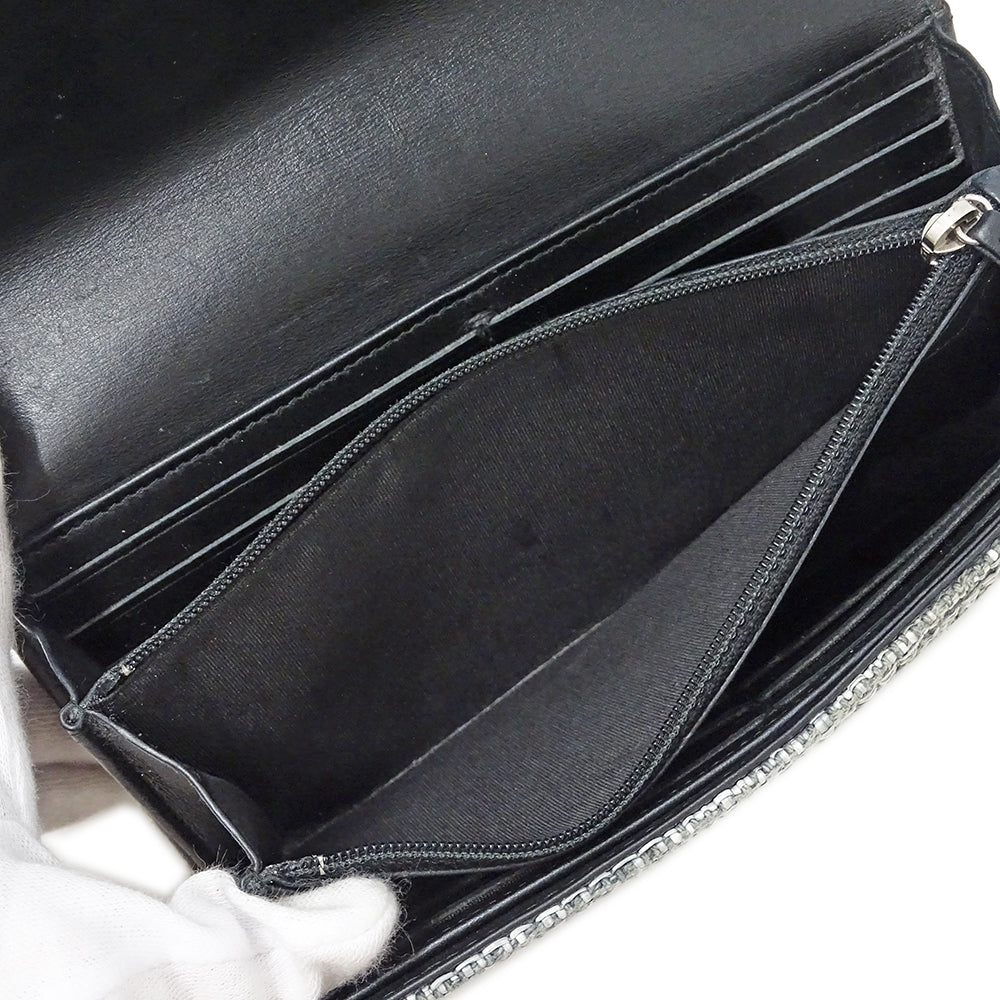 CHANEL シャネル 長財布 ドーヴィル グレー シルバー金具 キャンバス レディース 【中古】