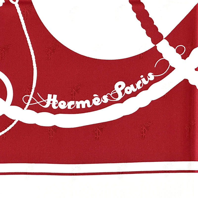 HERMES エルメス カレ90 Clic Clac クリッククラック スカーフ レッド ホワイト シルク レディース 【中古】