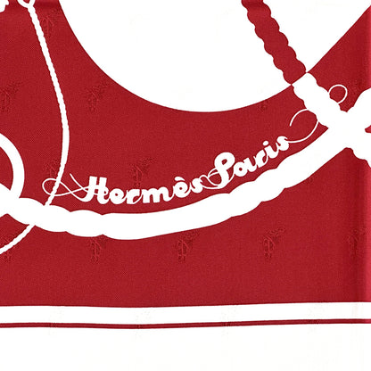 HERMES エルメス カレ90 Clic Clac クリッククラック スカーフ レッド ホワイト シルク レディース 【中古】