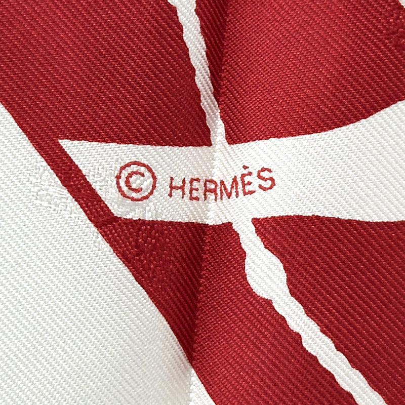 HERMES エルメス カレ90 Clic Clac クリッククラック スカーフ レッド ホワイト シルク レディース 【中古】
