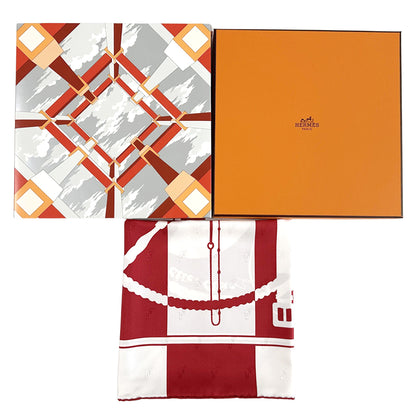 HERMES エルメス カレ90 Clic Clac クリッククラック スカーフ レッド ホワイト シルク レディース 【中古】