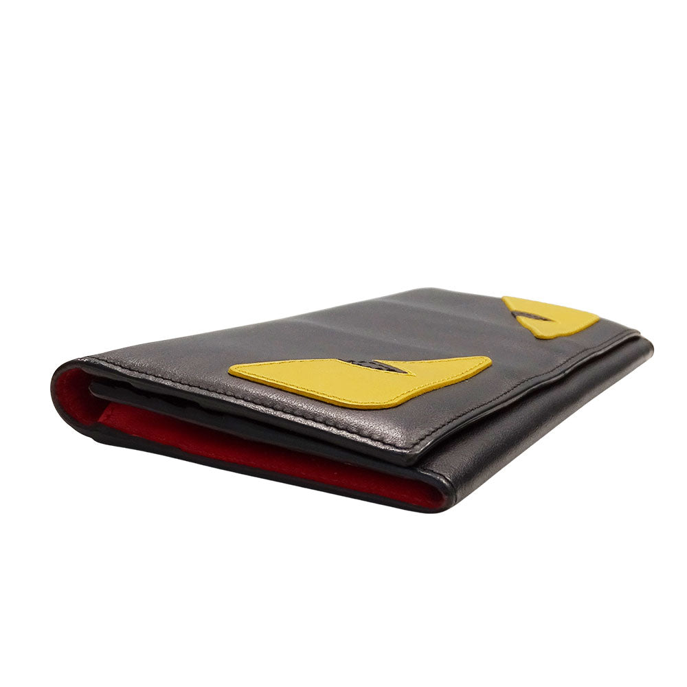 FENDI フェンディ バグズアイ 長財布 ブラック レザー レディース メンズ 【中古】