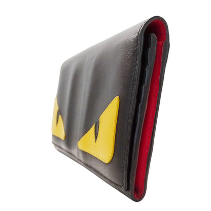 FENDI フェンディ バグズアイ 長財布 ブラック レザー レディース メンズ 【中古】