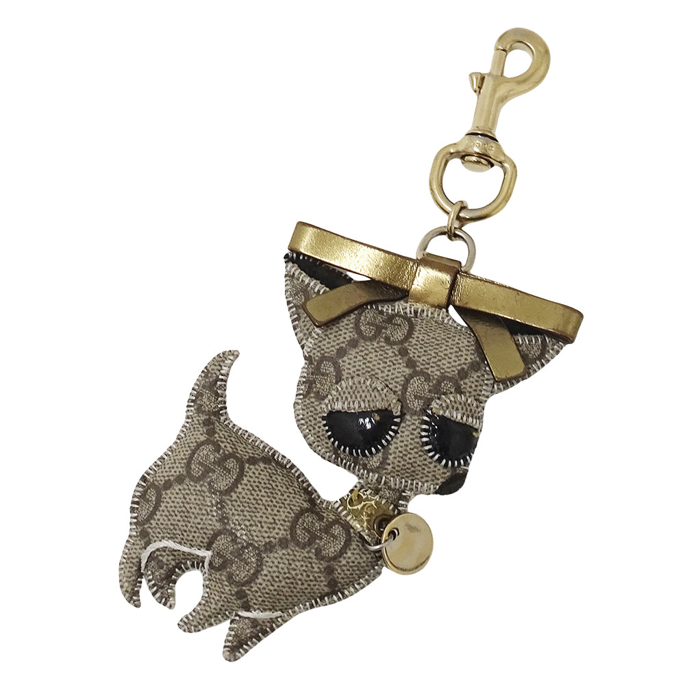 GUCCI グッチ キーホルダー グッチョリ チワワ GGスプリームキャンバス ベージュ ブラウン レディース 【中古】