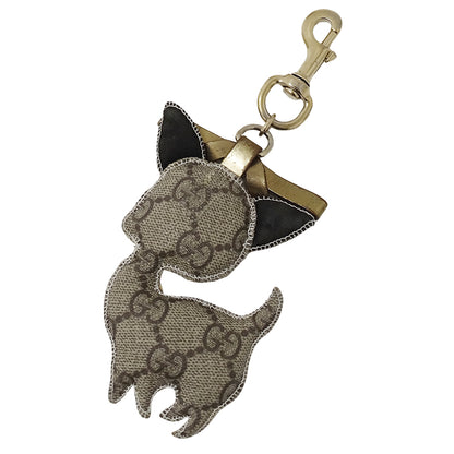 GUCCI グッチ キーホルダー グッチョリ チワワ GGスプリームキャンバス ベージュ ブラウン レディース 【中古】