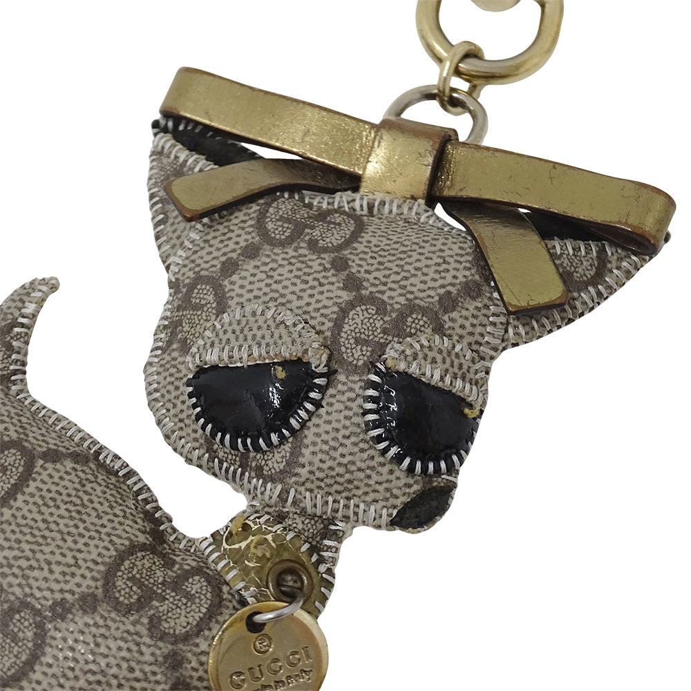 GUCCI グッチ キーホルダー グッチョリ チワワ GGスプリームキャンバス ベージュ ブラウン レディース 【中古】