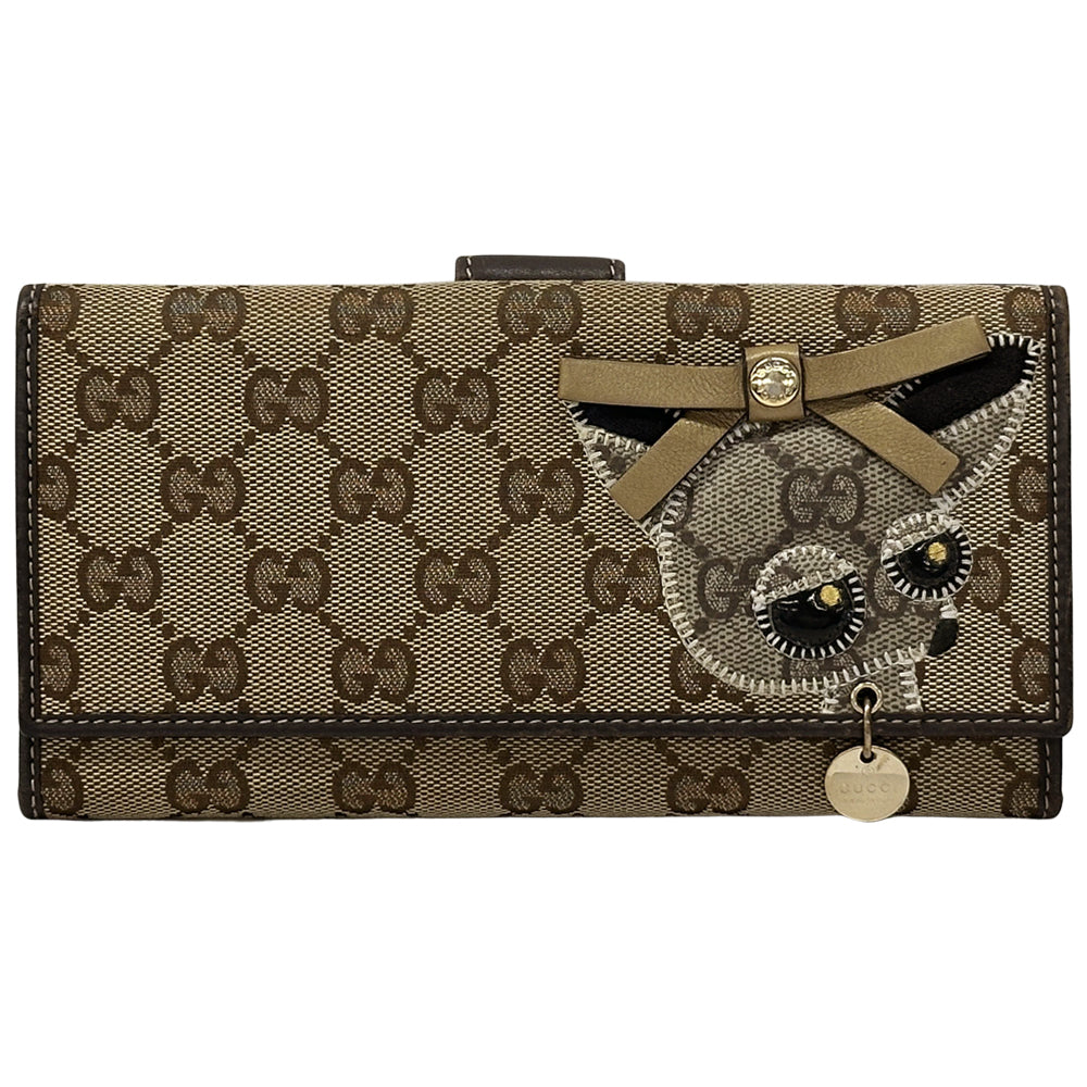GUCCI グッチ 長財布 グッチョリ GGキャンバス ブラウン 226154 レディース 【中古】