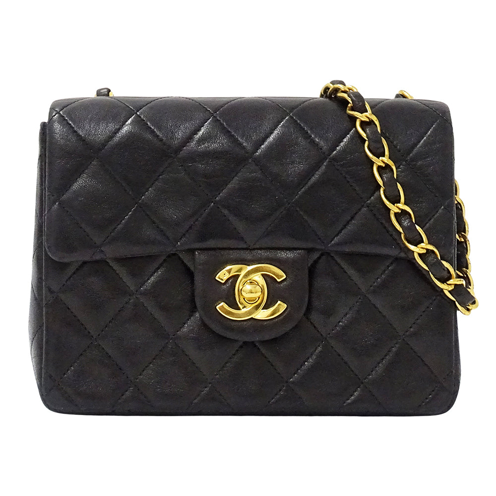 CHANEL シャネル ショルダーバッグ ミニマトラッセ ブラック ゴールド金具 ラムスキン レディース 【中古】