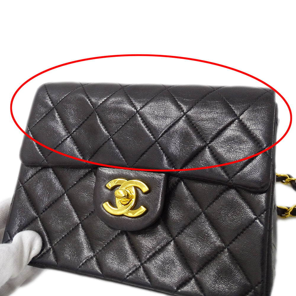 CHANEL シャネル ショルダーバッグ ミニマトラッセ ブラック ゴールド金具 ラムスキン レディース 【中古】