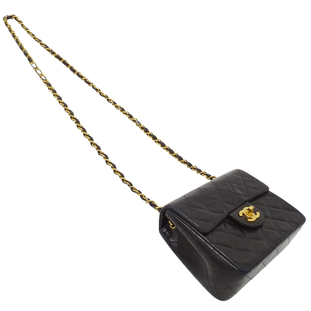 CHANEL シャネル ショルダーバッグ ミニマトラッセ ブラック ゴールド金具 ラムスキン レディース 【中古】