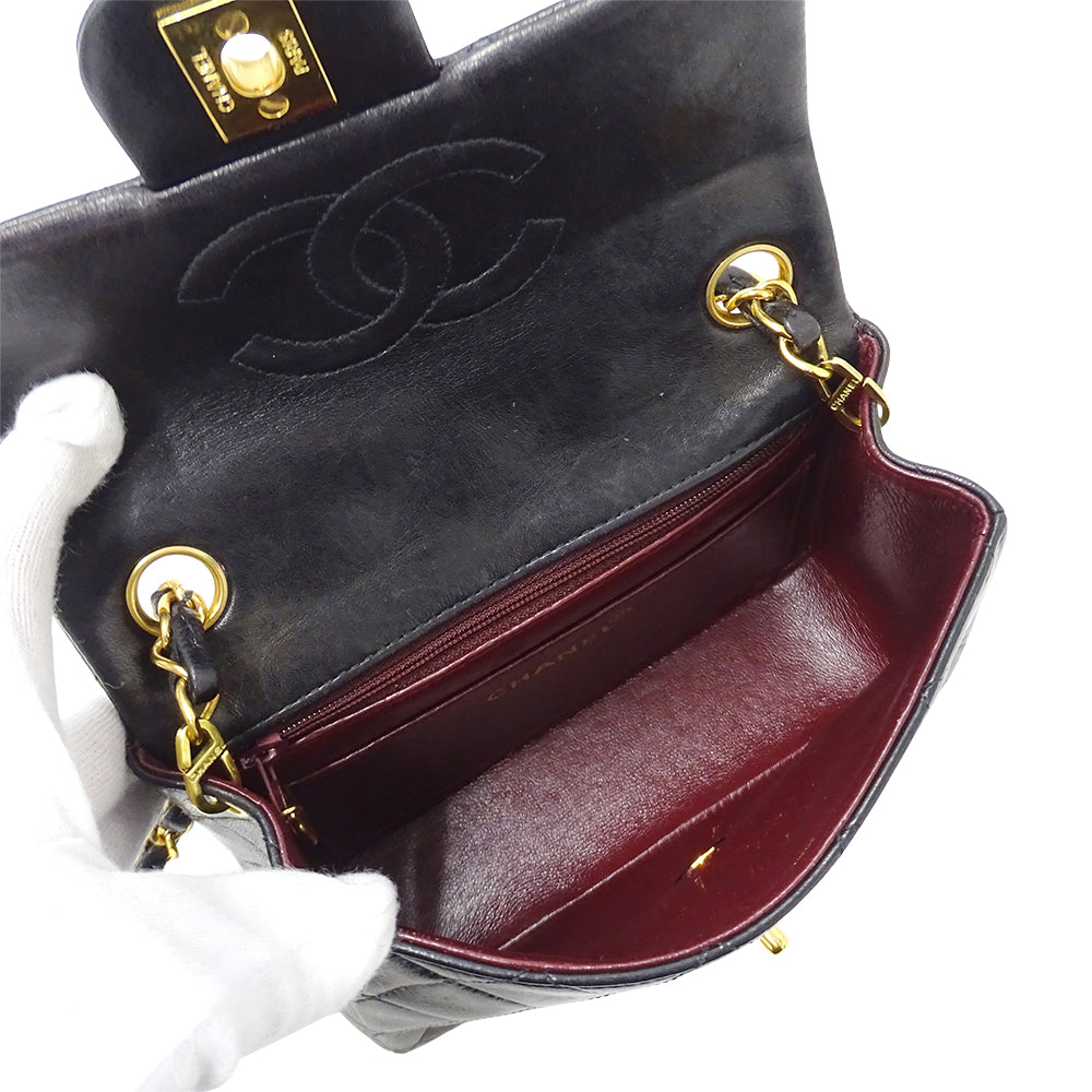 CHANEL シャネル ショルダーバッグ ミニマトラッセ ブラック ゴールド金具 ラムスキン レディース 【中古】