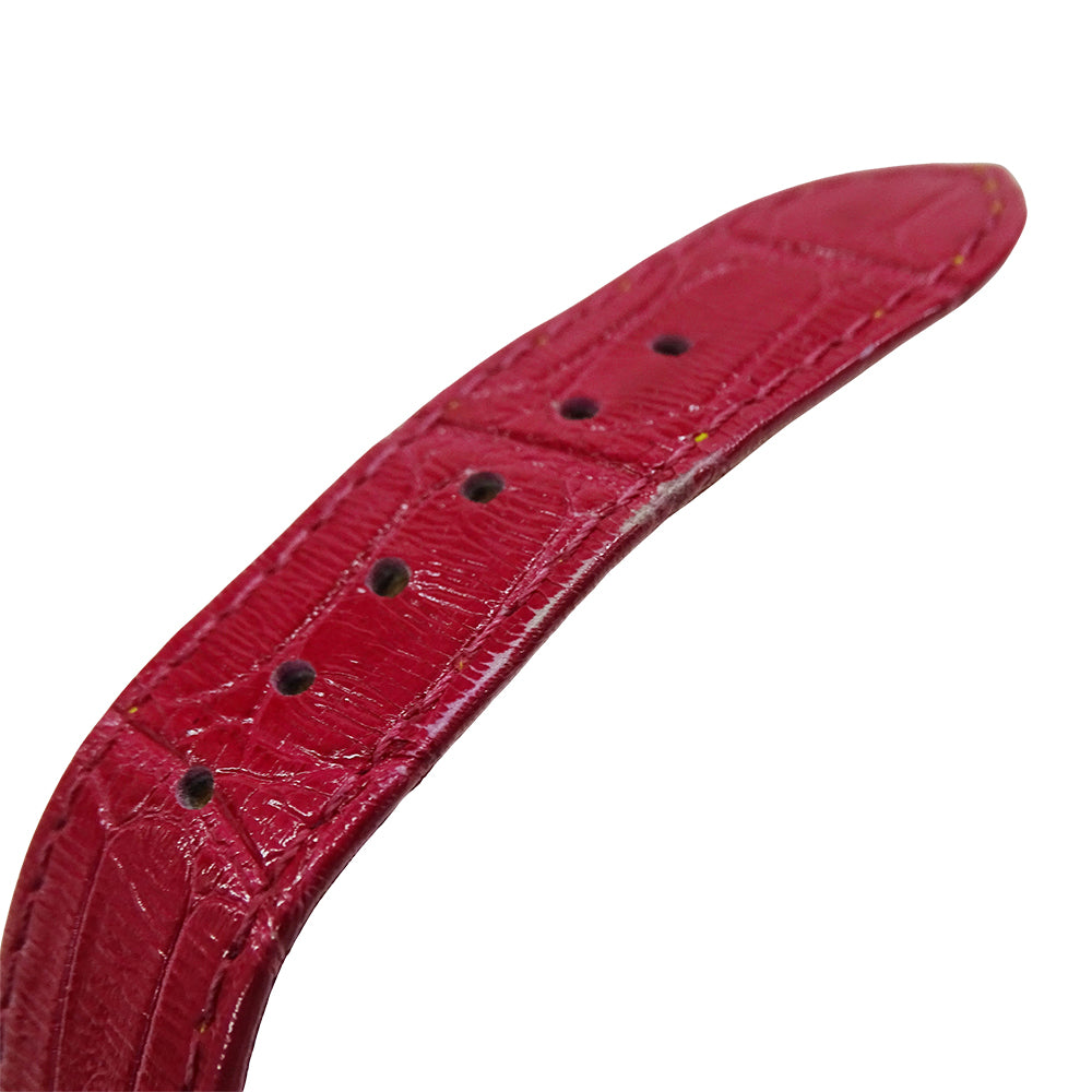 LOUIS VUITTON ルイ・ヴィトン タンブールスリム メタリックフラワーGM QA016 メンズ 腕時計 クオーツ QZ ステンレス SS レザー ピンク 磨き済み 【中古】