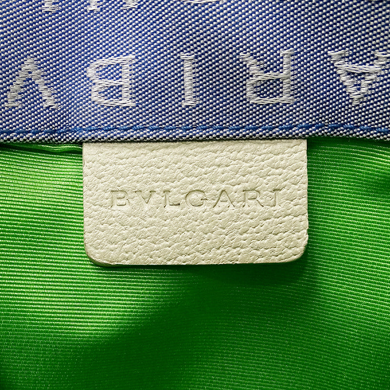 BVLGARI ブルガリ ハンドバッグ ロゴマニア ブルー ホワイト キャンバス レディース 【中古】