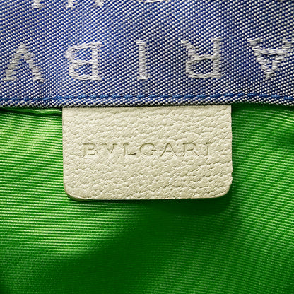 BVLGARI ブルガリ ハンドバッグ ロゴマニア ブルー ホワイト キャンバス レディース 【中古】