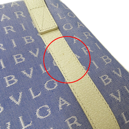 BVLGARI ブルガリ ハンドバッグ ロゴマニア ブルー ホワイト キャンバス レディース 【中古】