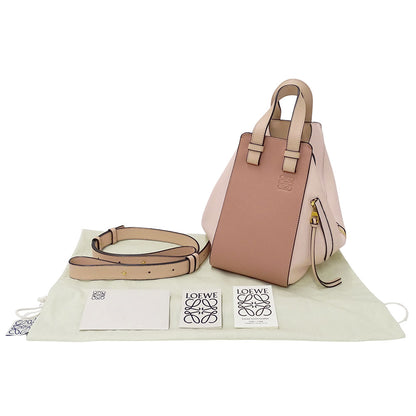LOEWE ロエベ ハンモック スモール 2wayバッグ ピンクベージュ レザー レディース 【中古】