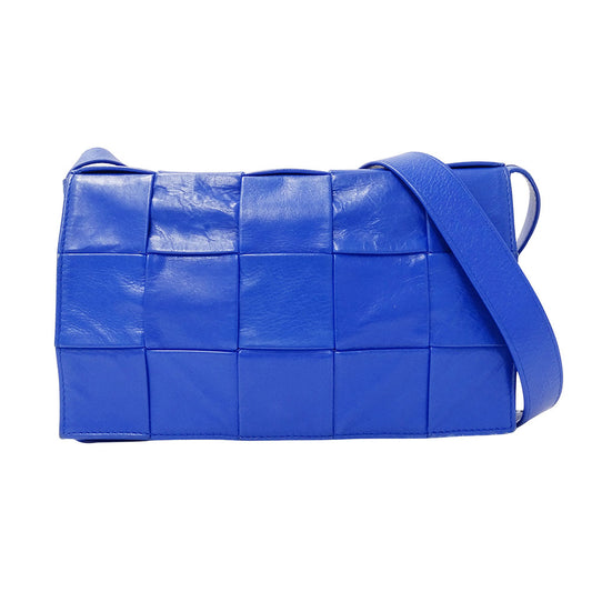 BOTTEGAVENETA ボッテガ・ヴェネタ カセット クラシック ショルダーバッグ ブルー レザー レディース メンズ 【中古】