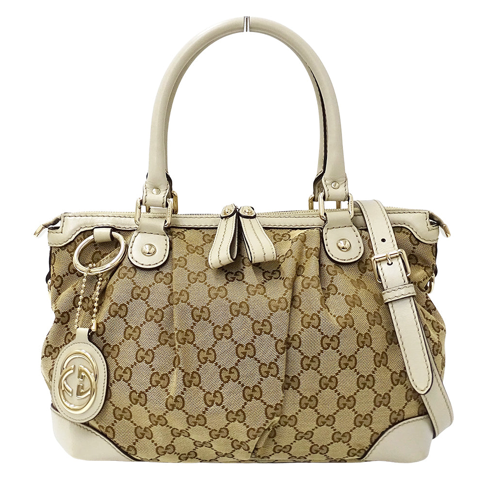 GUCCI グッチ 2wayバッグ スーキー ベージュ ブラウン 247902 GGキャンバス レディース 【中古】