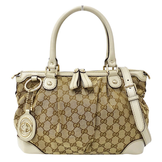 GUCCI グッチ 2wayバッグ スーキー ベージュ ブラウン 247902 GGキャンバス レディース 【中古】