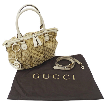 GUCCI グッチ 2wayバッグ スーキー ベージュ ブラウン 247902 GGキャンバス レディース 【中古】
