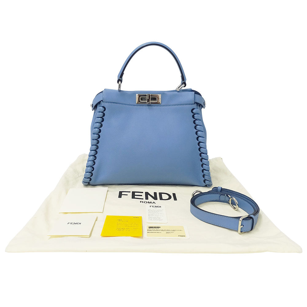 FENDI フェンディ ピーカブー レギュラー 2wayバッグ ブルー 8BN290 レザー レディース 【中古】