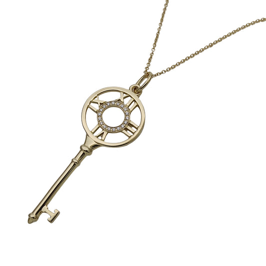 TIFFANY&Co. ティファニー アトラスキー ネックレス 750YG イエローゴールド ダイヤモンド レディース 磨き済み 【中古】