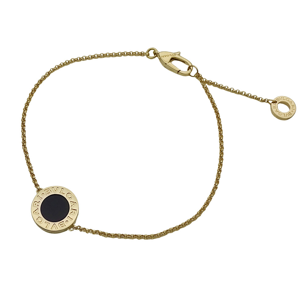 BVLGARI ブルガリ ブルガリブルガリ ブレスレット 750YG イエローゴールド オニキス SM レディース 磨き済み 【中古】