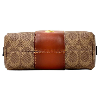 COACH コーチ ポーチ シグネチャー ブラス/タン キャラメル ブラウン CR514 B4XHG PVC レディース 【中古】