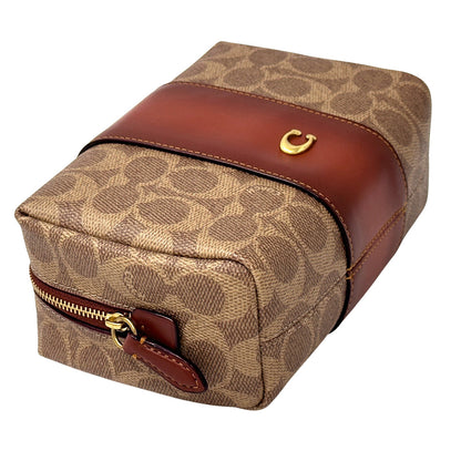 COACH コーチ ポーチ シグネチャー ブラス/タン キャラメル ブラウン CR514 B4XHG PVC レディース 【中古】