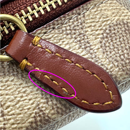 COACH コーチ ポーチ シグネチャー ブラス/タン キャラメル ブラウン CR514 B4XHG PVC レディース 【中古】