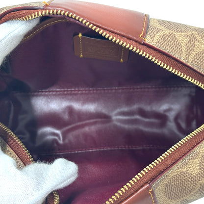 COACH コーチ ポーチ シグネチャー ブラス/タン キャラメル ブラウン CR514 B4XHG PVC レディース 【中古】