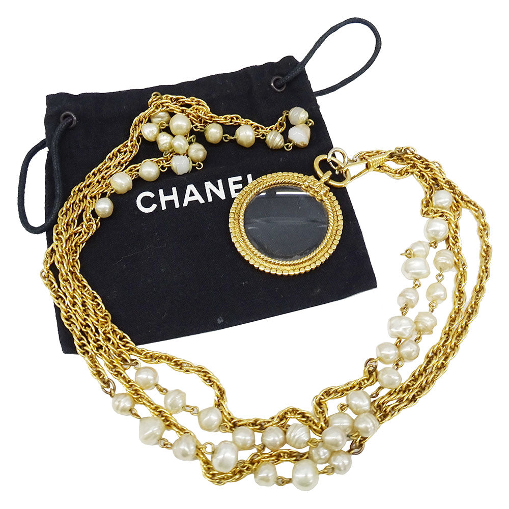 CHANEL シャネル ネックレス フェイクパール ゴールド レディース 【中古】