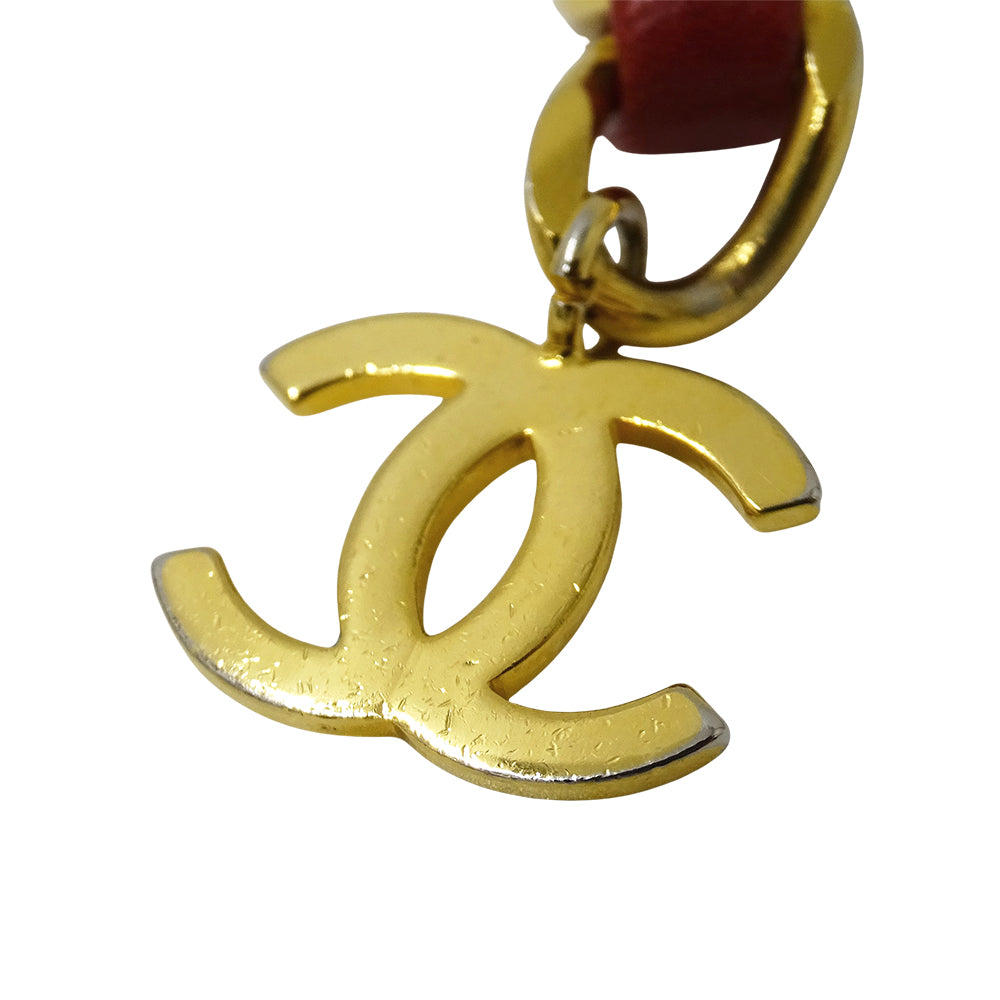 CHANEL シャネル チェーンベルト レッド ゴールド金具 レザー レディース 【中古】