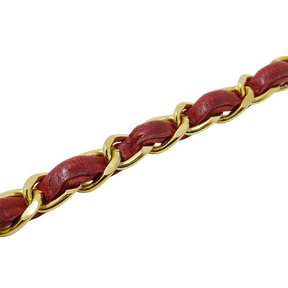 CHANEL シャネル チェーンベルト レッド ゴールド金具 レザー レディース 【中古】