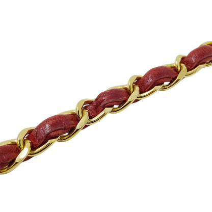 CHANEL シャネル チェーンベルト レッド ゴールド金具 レザー レディース 【中古】