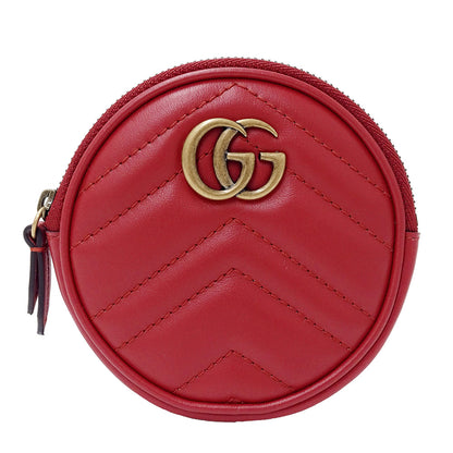 GUCCI グッチ コインケース GGマーモント レッド 575160 レザー レディース 【中古】