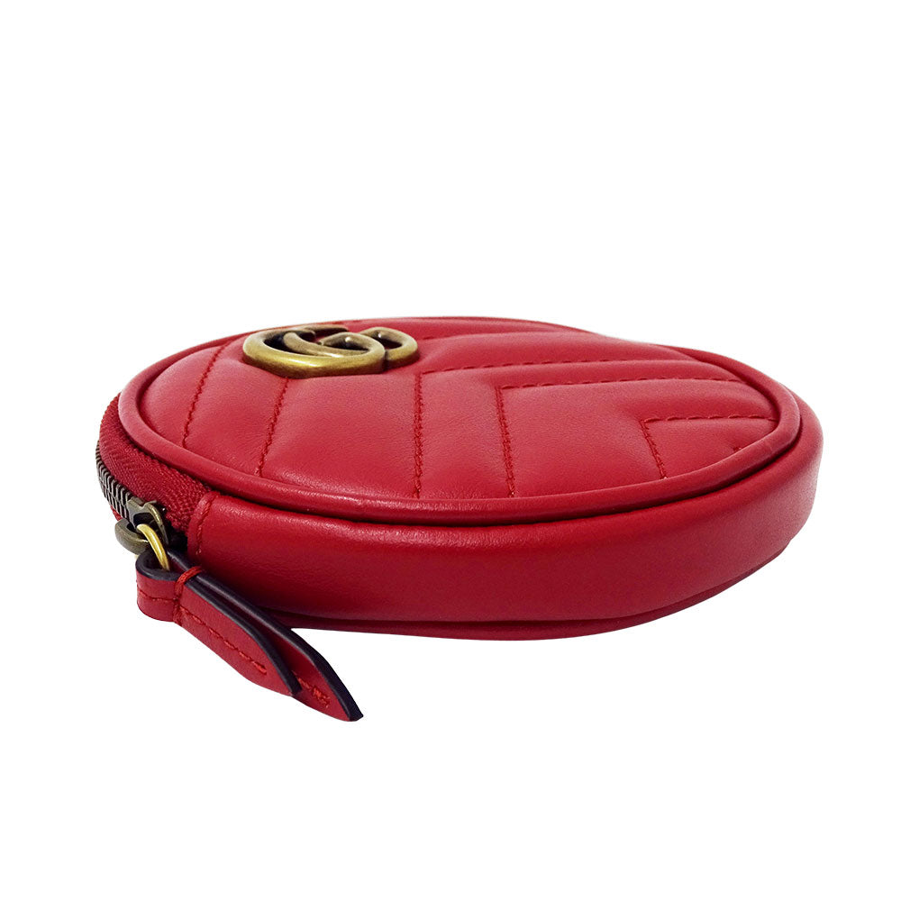 GUCCI グッチ コインケース GGマーモント レッド 575160 レザー レディース 【中古】