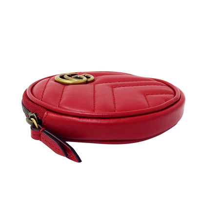 GUCCI グッチ コインケース GGマーモント レッド 575160 レザー レディース 【中古】