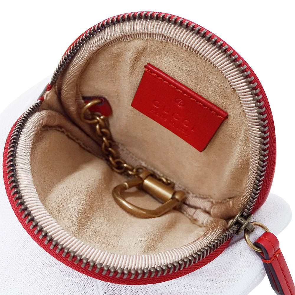 GUCCI グッチ コインケース GGマーモント レッド 575160 レザー レディース 【中古】
