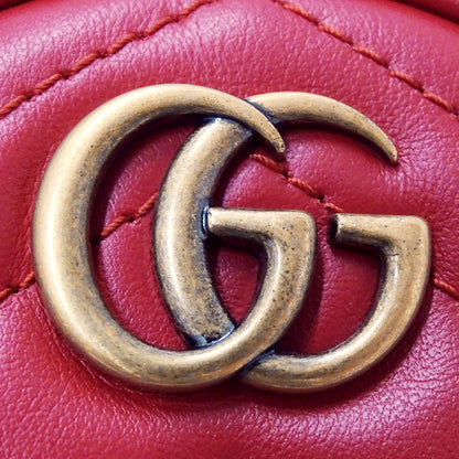 GUCCI グッチ コインケース GGマーモント レッド 575160 レザー レディース 【中古】