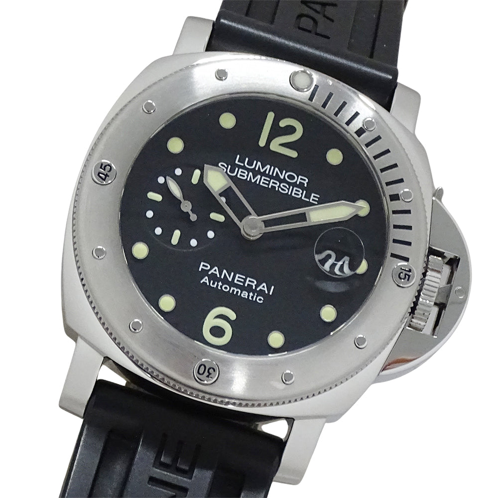PANERAI パネライ ルミノール サブマーシブル PAM01024 メンズ 腕時計 デイト 自動巻き AT ステンレス SS ラバー ブラック 磨き済み 【中古】