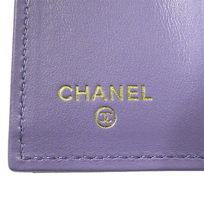 CHANEL シャネル 三つ折り財布 マトラッセ パープル ゴールド金具 キャビアスキン レディース 【中古】